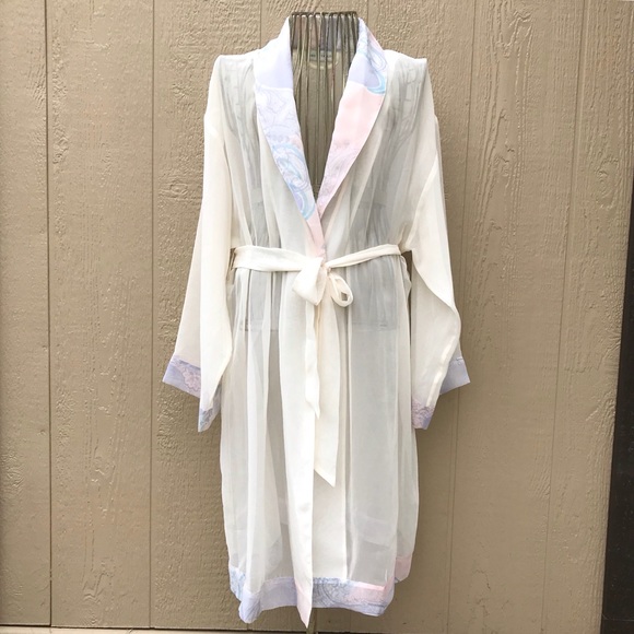 Lord & Taylor Other - [Lord & Taylor] Off-White Floral Transparent Robe